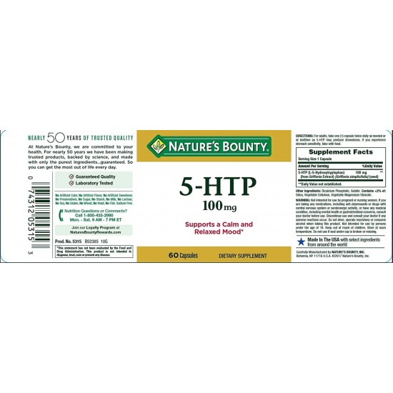 Nature's Bounty 5-HTP 100mg 60 Capsules