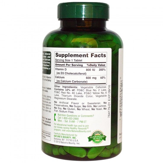 Nature's Bounty Calcium 600 with Vitamin D3 (250 Tablets)