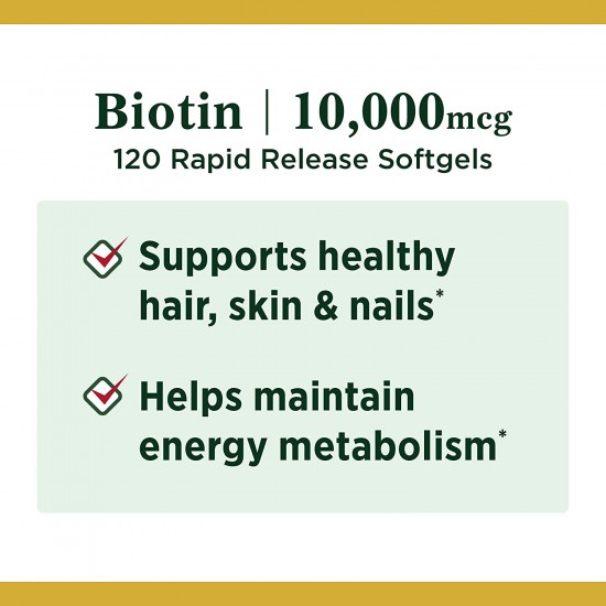 Nature's Bounty Biotin 10000 mcg (120 Rapid Release Softgels)