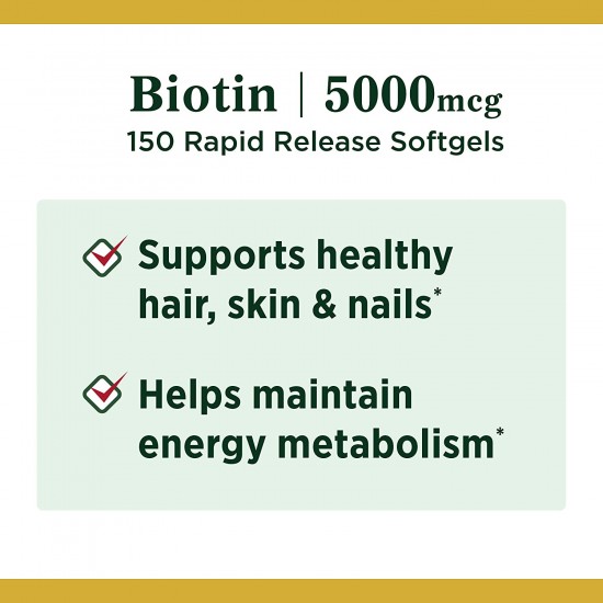 Nature's Bounty Biotin 5000 mcg 150 Softgels