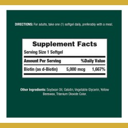 Nature's Bounty Biotin 5000 mcg 150 Softgels