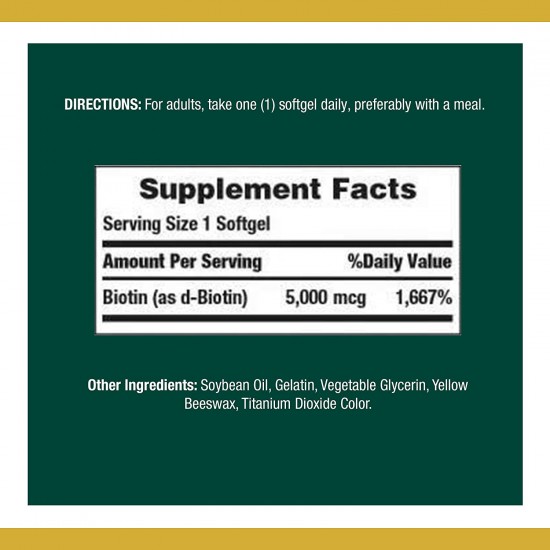 Nature's Bounty Biotin 5000 mcg 150 Softgels