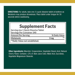 Melatonin 3 mg - 240 Quick Dissolve Tablets