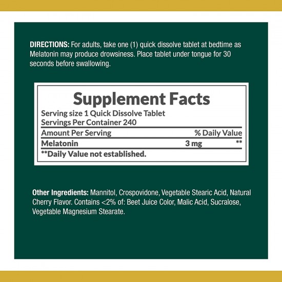Melatonin 3 mg - 240 Quick Dissolve Tablets