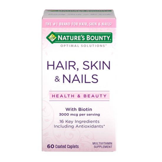 Nature's Bounty Hair, Skin & Nails 3,000mcg of Biotin 60 Coated Caplets