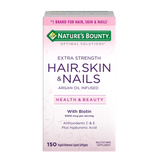 Nature’s Bounty Hair, Skin & Nails Optimal Solutions with Biotin 5000 mcg 150 Soft gels