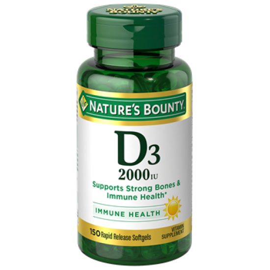 Vitamin D3 50 mcg (2000IU) - 150 Capsules Immune And Bone Support