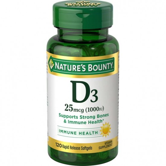 Vitamin D3 25 Mcg (IU-1000) Softgels - 120 Counts - Immune Health