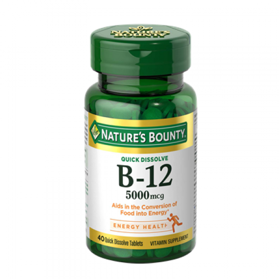 Nature’s Bounty Vitamin B-12 5000 mcg 40 Tablets