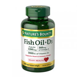 Nature’s Bounty Fish Oil 1200 MG + Vitamin D3-1000IU (90 Soft gels)