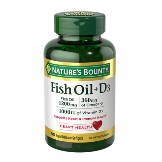 Nature’s Bounty Fish Oil 1200 MG + Vitamin D3-1000IU (90 Soft gels)