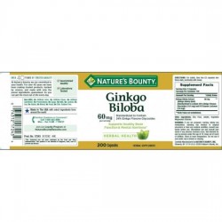   Nature’s Bounty Ginkgo Biloba 60mg 200 Capsules