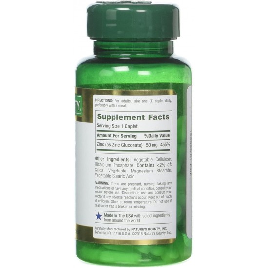 Nature's Bounty Zinc 50 mg (100 Caplets)